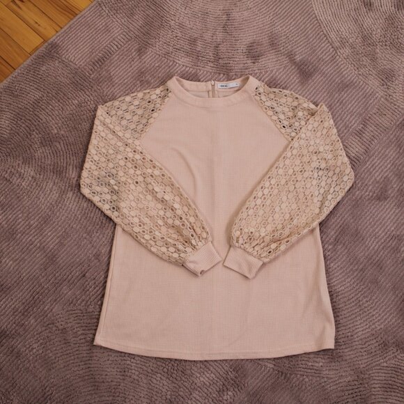 MIHOLL Women’s Long Sleeve Lace Casual Loose Blouses T Shirts Medium - Picture 7 of 13